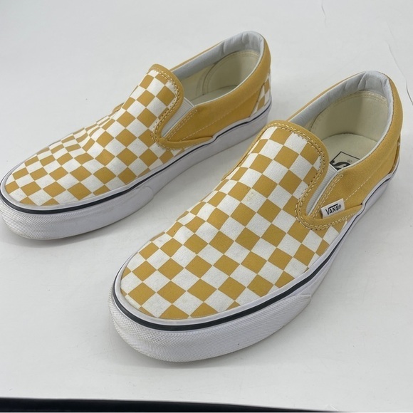 Size 9 Men’s 10.5 Women’s - VANS Classic Slip-On Checkerboard Yellow Off White - Picture 1 of 7